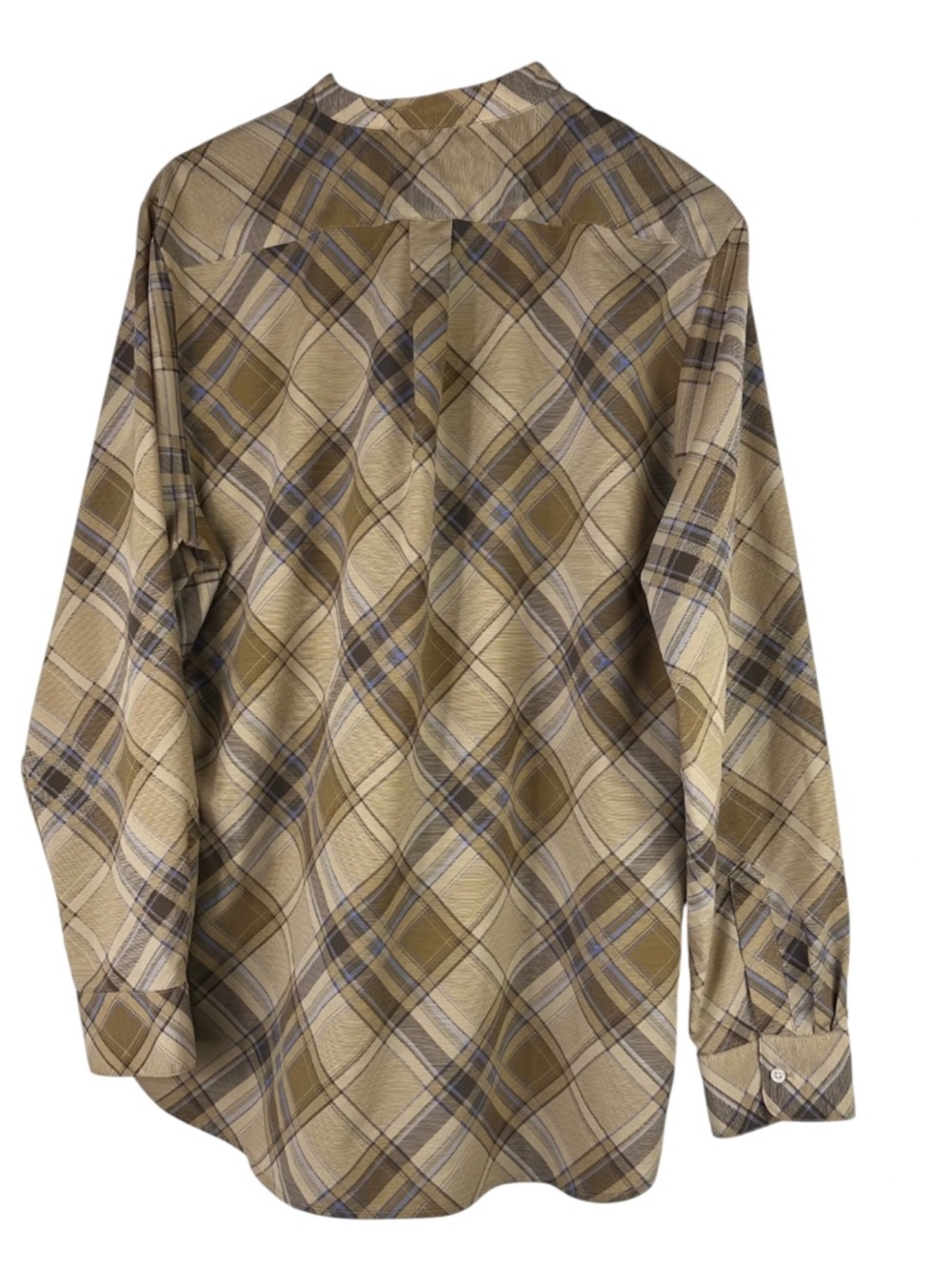 Ralph Lauren Shirt Top Tunic Blouse Sz XL 14 16 Tartan Plaid Tan Brown Silky - Picture 3 of 6